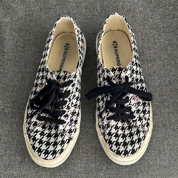 Superga black & white Houndstooth sneakers size 38 - Picture 2 of 7